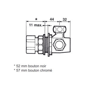 Mitigeur sur panneau douche ALPA bouton noir