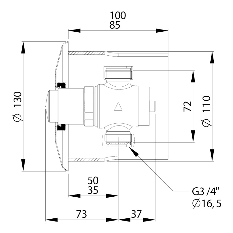 Robinet temporisé douche P50 S 20x27 encastré