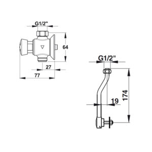 Robinet P12 applique avec tubulure