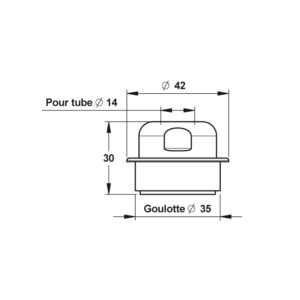 Nez de jonction tube 14 urinoir goulotte 35 mm