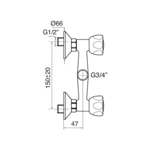 Mélangeur grande cuisine mural entraxe 150 mm