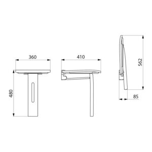 Siège de douche d&rsquo;abattable avec pied pour PMR
