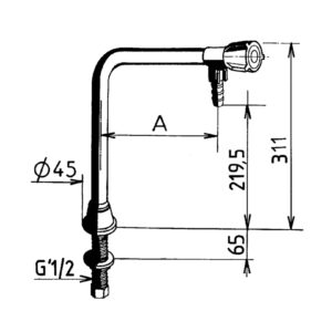 Chandelier 1 robinet saillie 150 mm