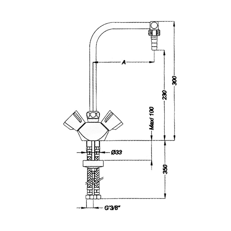 Mélangeur monotrou à bec orientable saillie 200 mm
