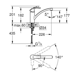 Mitigeur évier Eurosmart NF