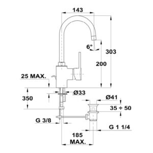 Mitigeur lavabo avec col de cygne