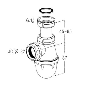 Siphon lavabo blanc réglable