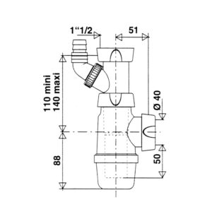 Siphon évier PVC prise MAL