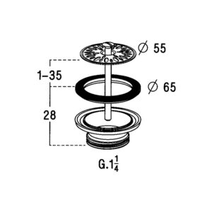 Bonde lavabo PVC à grille plate
