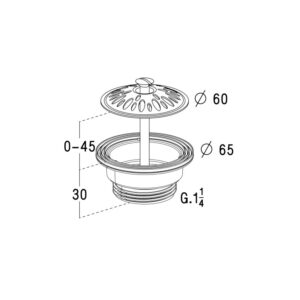Bonde pour urinoir à grille bombée diamètre 60