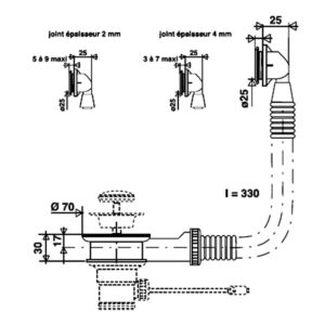Kit trop plein rond Ø 25 mm
