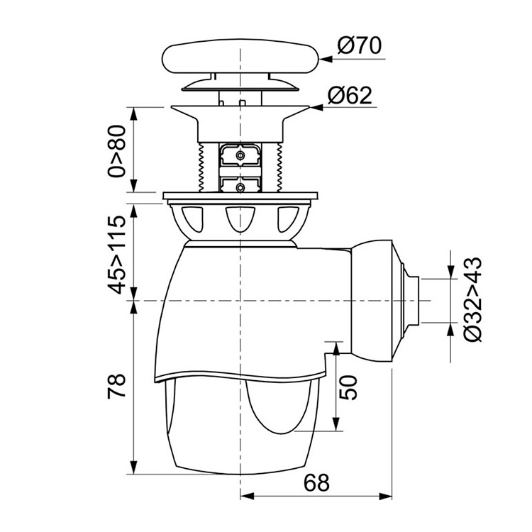 Bonde siphon tout en un lavabo