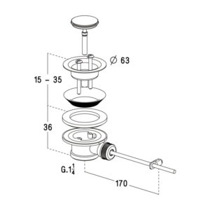 Vidage extérieur laiton court lavabo