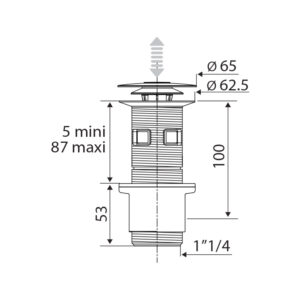 Bonde lavabo à clapet clip