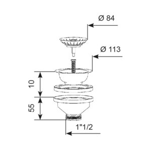 Bonde à panier manuel évier Ø 90