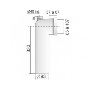 Pipe longue coudée Ø 93 Femelle 40