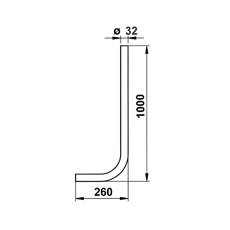 Tube de chasse coudé 32 mm laiton chromé 100x26