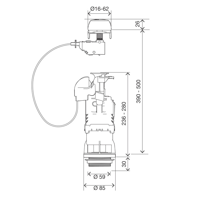Mécanisme universel à câble double poussoir