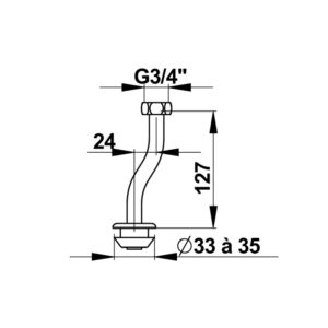 Tube équipé pour urinoir Targa