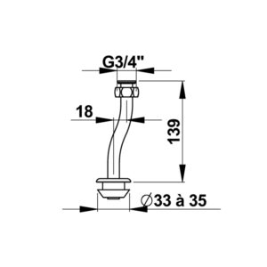 Tube équipé pour urinoir Ebra